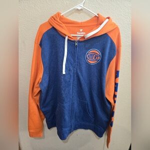Fanatics Blue and Orange Knicks Zip-Up Hoodie Mens XL